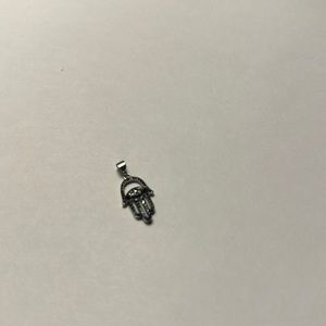 Sterling Silver with Black Diamonds Hamsa Pendant